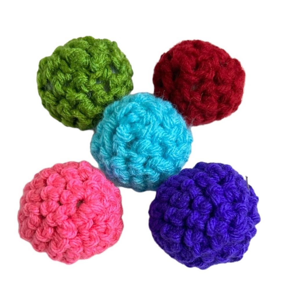Hand Crafted Colorful Crochet Cat Toys Set of 5 Yarn Potent Catnip Interactive - Picture 3 of 10